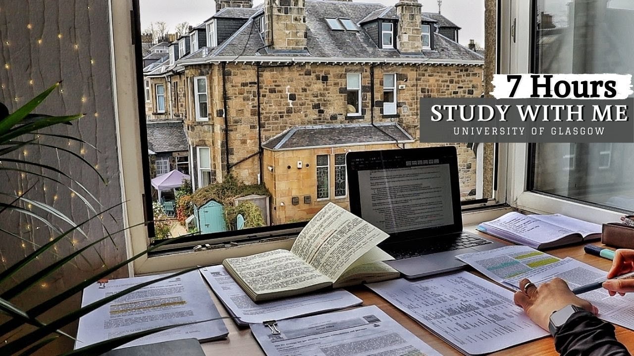 7 HOUR STUDY WITH ME | Background noise, 10-min Break, No music, Study with Merve