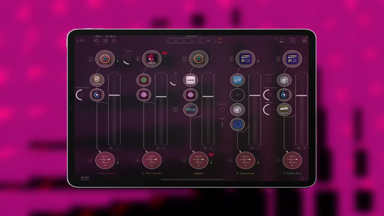 Patterning 3 controls Visuals, midi and drums