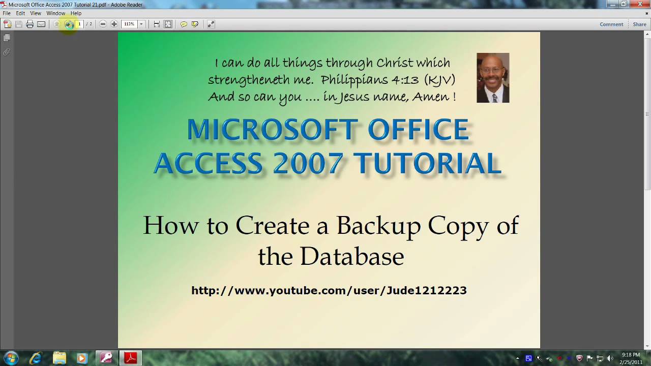 Access 2007 Tutorial How to Create a Backup Copy of the Database