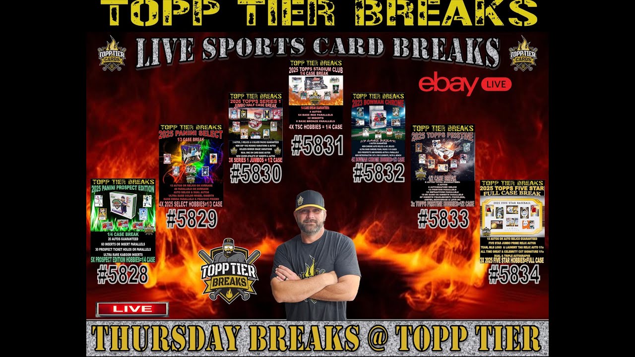 THURSDAY NIGHT BREAKS - 2025 TOPPS FIVE STAR, 2026 TOPPS SERIES 1, 2025 STADIUM CLUB, 2025 PRISTINE