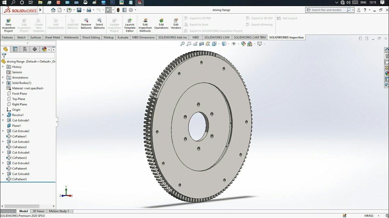 Single Plate Clutch 3D model in Solidworks Part 1 - Driving Flange @Knowledge_Centre_03