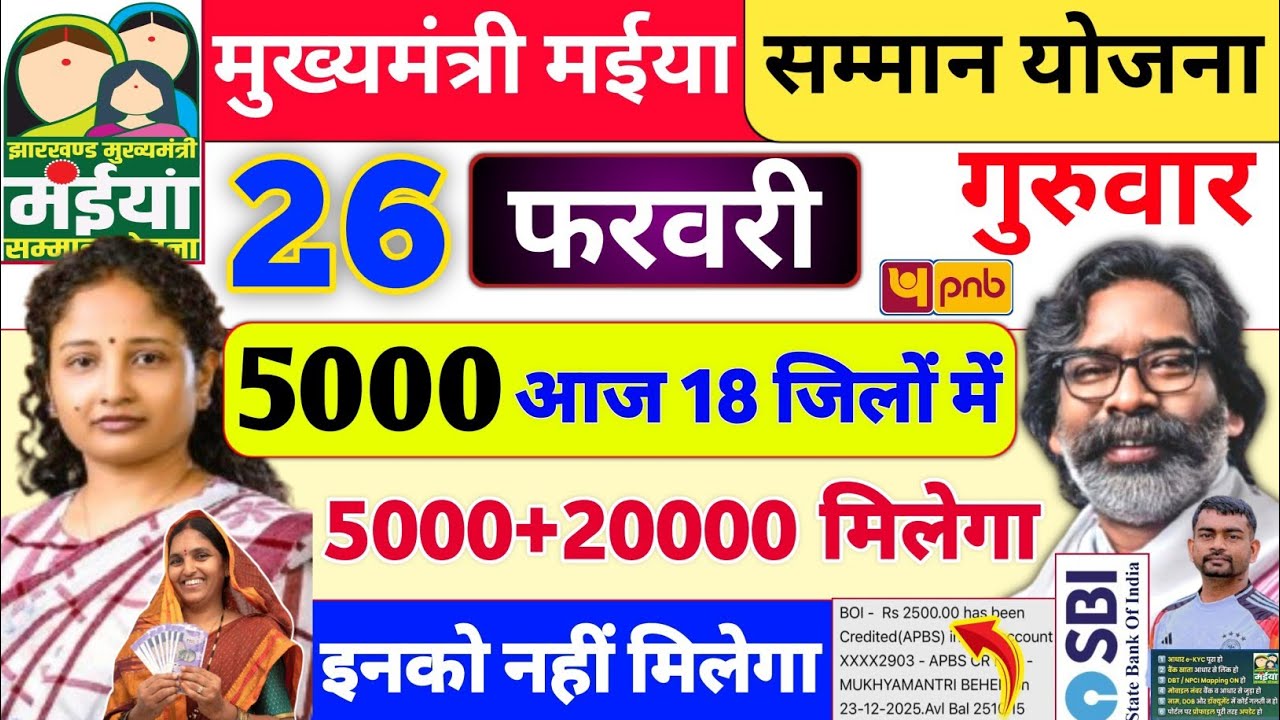 26 फरवरी 2500+20000 खाता में भेजा ✅ maiya samman yojana ka paisa nahi aaya to kya kare | jharkhand 