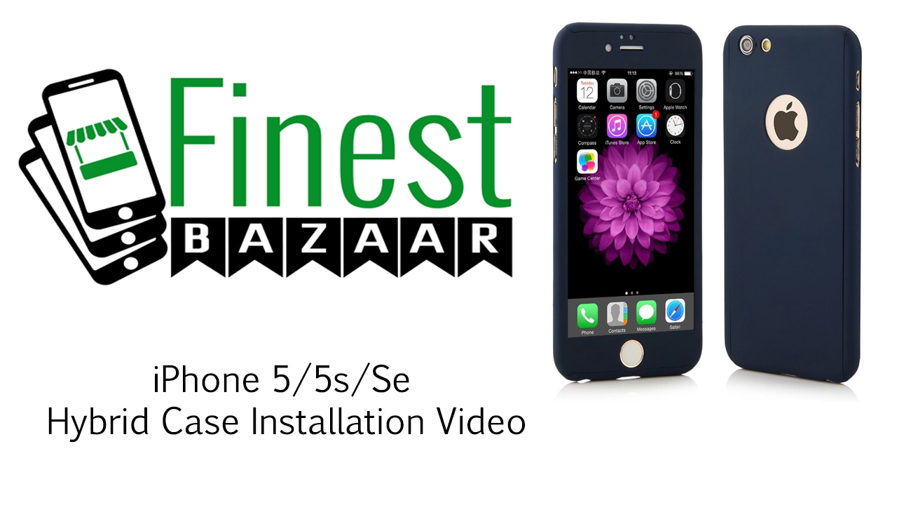 iPhone 5/5s/se Hybrid 360 Case Full Body Luxury Cover + Tempered Glass by FinestBazaar