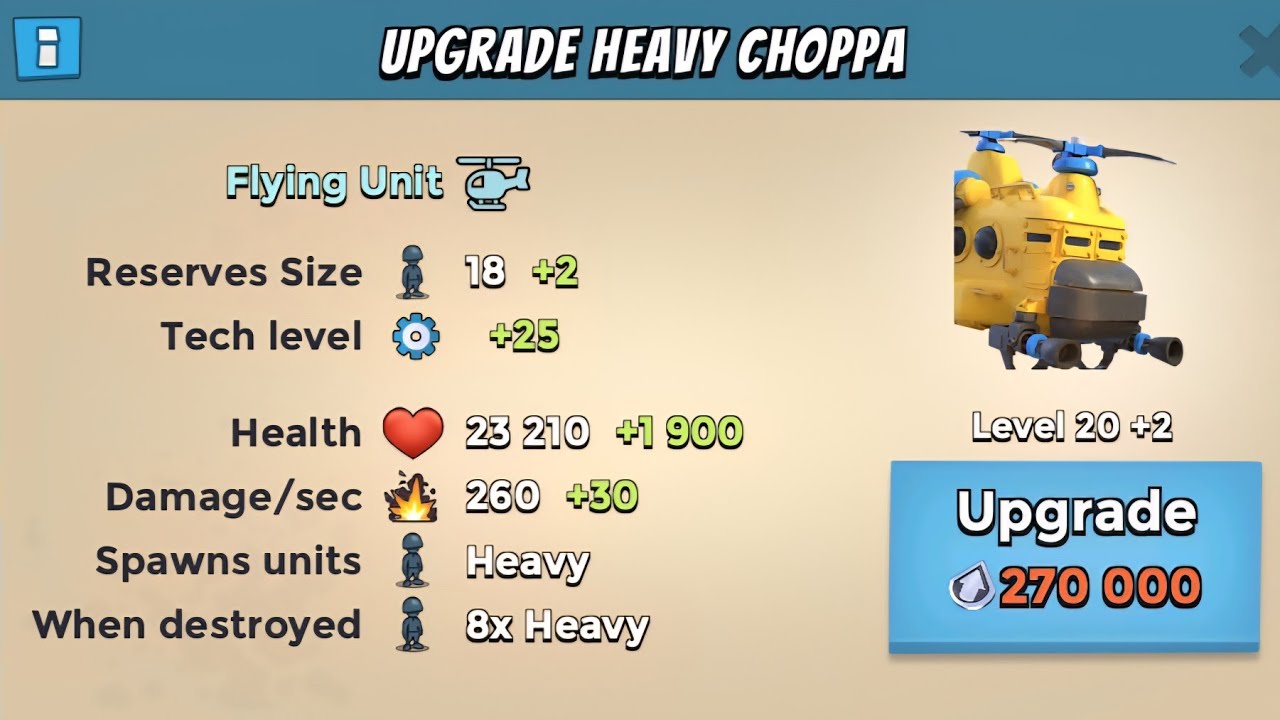 Heavy Choppa - F2P Account - Boom Beach Warships Season 84: Tech Lockdown