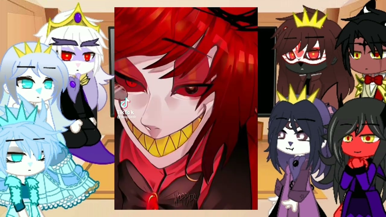 Stolas,Stella,Blitzo family React to Stolas as Alastor and Blitzo as angel dust ( indo and English)