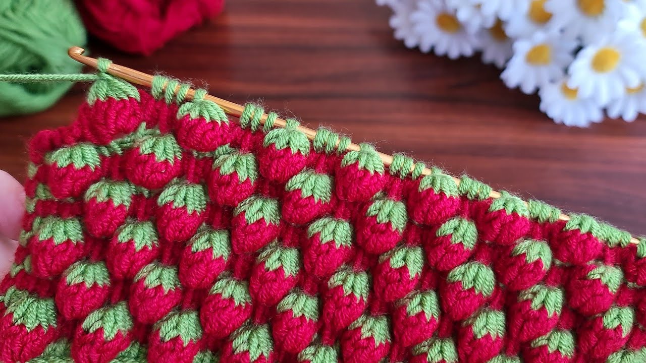 Wow! Amazing🍓Super Easy 3D how to make eye catching tunisian crochet Everyone who saw it loved it