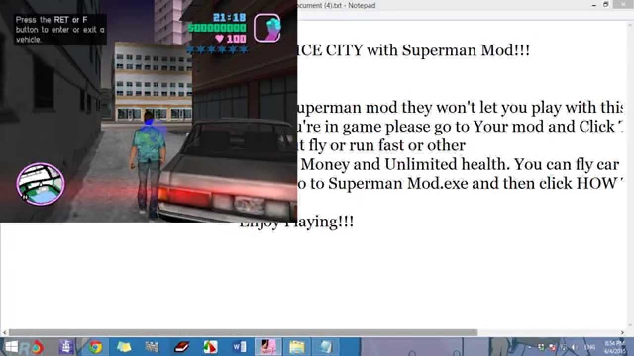 How to play GTA Vice City with [Superman Mod]