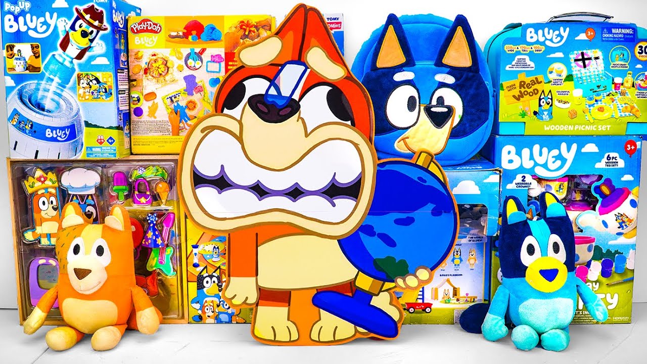 Bluey Toy Collection Unboxing Review 🧡 Mystery Funny Bingo Box & Bluey Pop Up Game