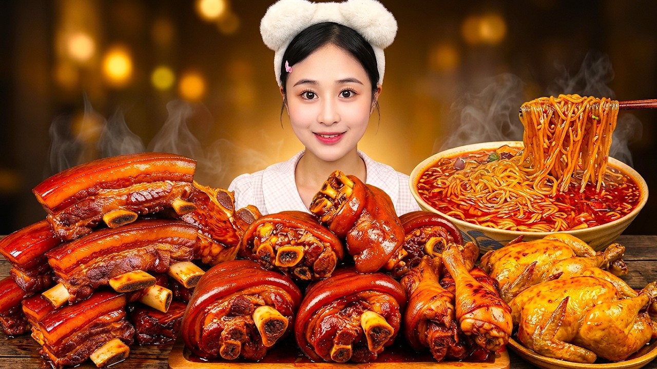 ASMR Chinese Food: 東坡肉 Braised Pork Elbow, Giant Pork Belly & Spicy Noodles! | EATING SHOW | 食べ | 吃播