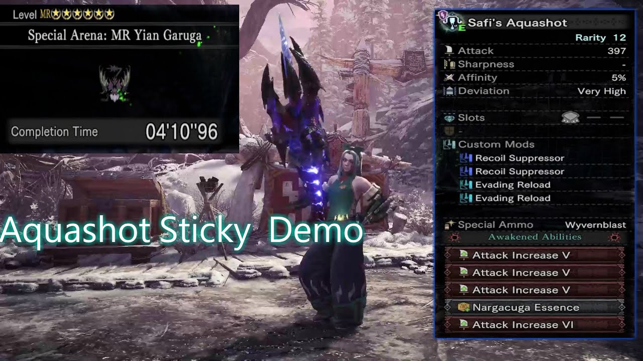 【MHWI】MR6☆ Yian Garuga イャンガルルガ Aquashot Sticky LBG Demo &curren;4:10&curren;