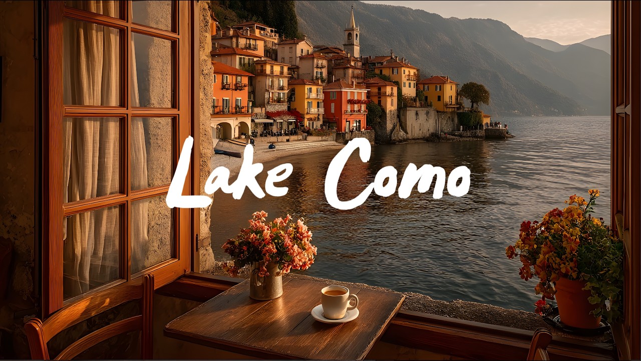 10 Hours Lakeside Ambience 🌊 Lake Como Soft Guitar & Gentle Waves