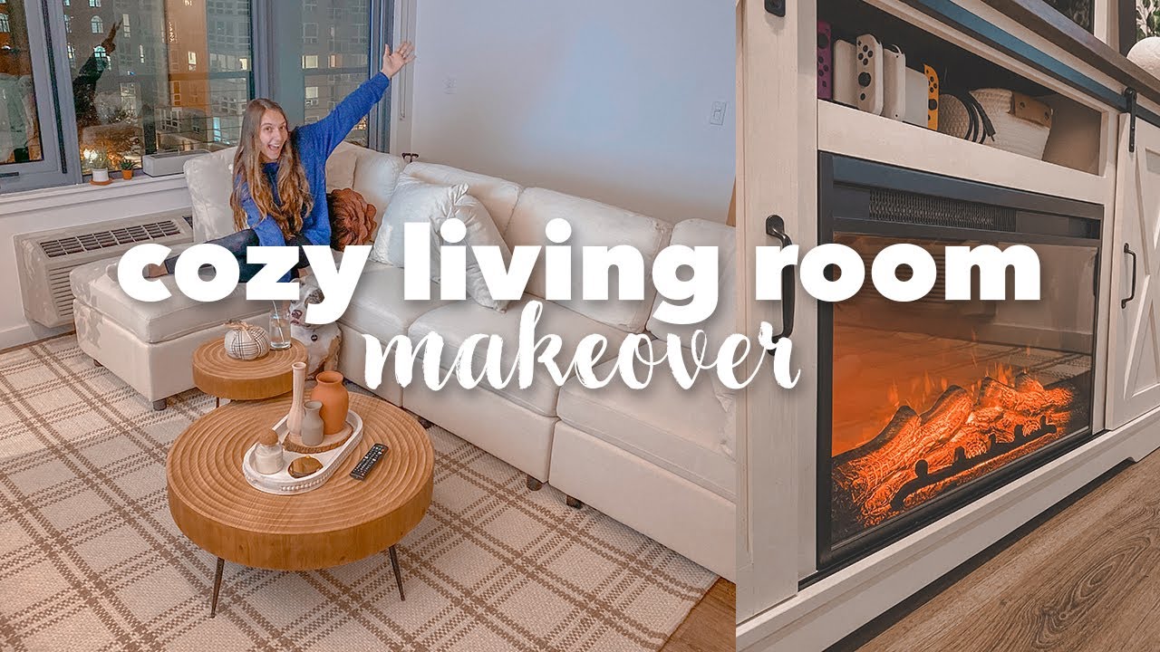 EXTREME Cozy Living Room Transformation! | building our couch + furnishing our apartment