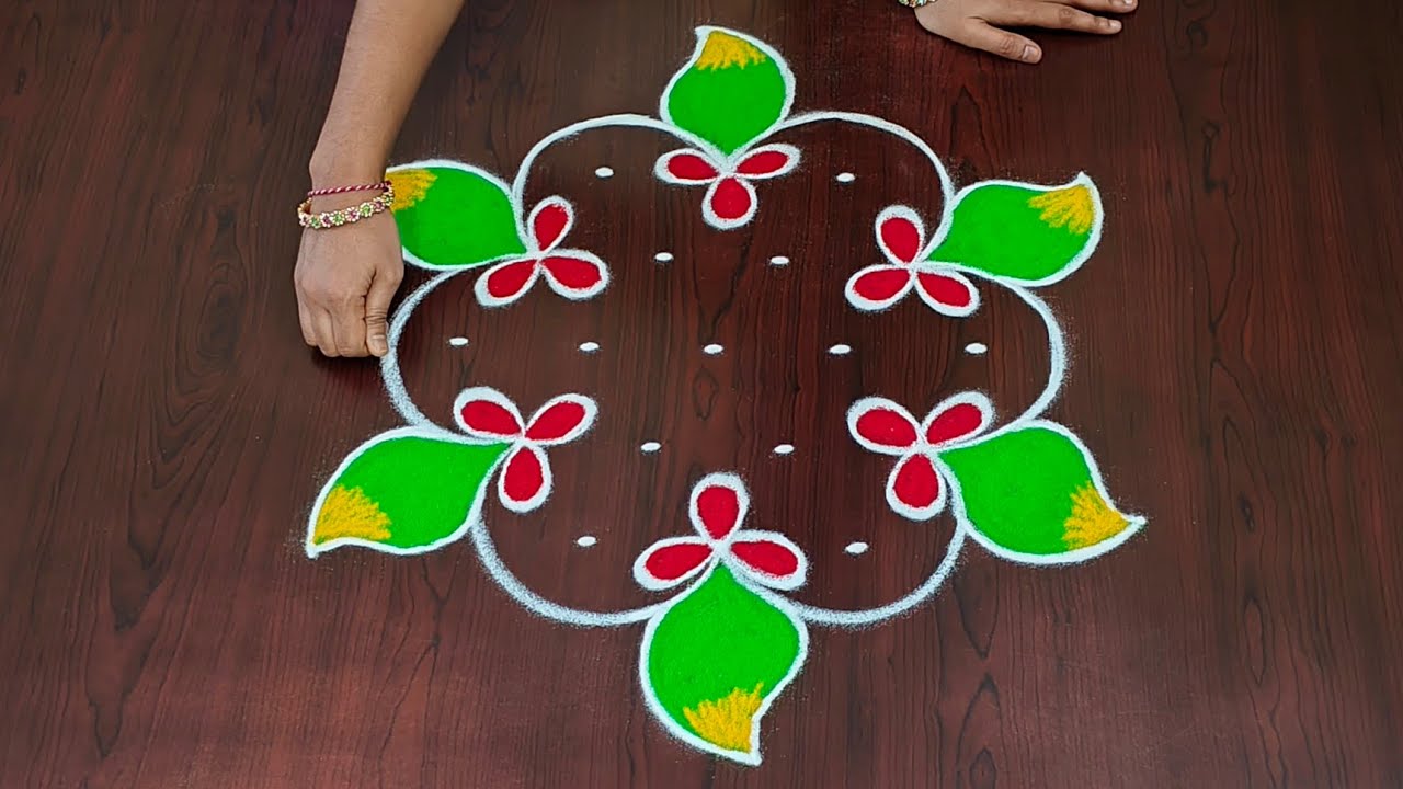 Ugadhi special rangoli🌷|5×3 dots easy ugadhi muggulu🌷|pandaga muggulu|easy rangoli#Rang Kaa Rangoli