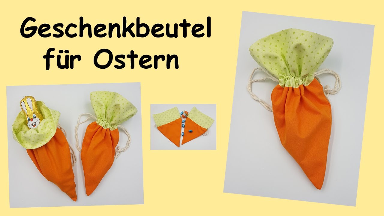 Geschenkbeutel für Ostern schnell selbst genäht - Karottenbeutel - Beutel für kleine Geschenke