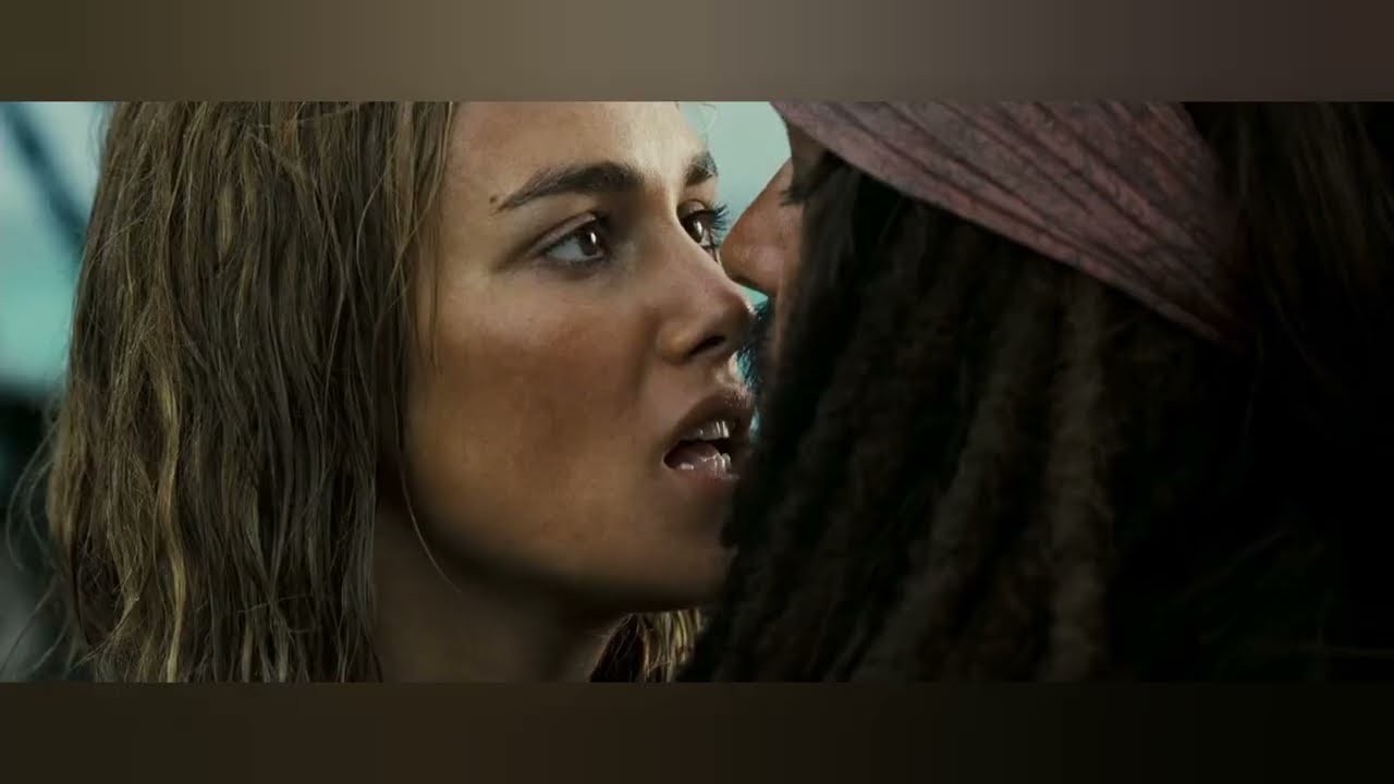 Elizabeth kiss jack sparrow.Pirates of the caribbean 2 movie