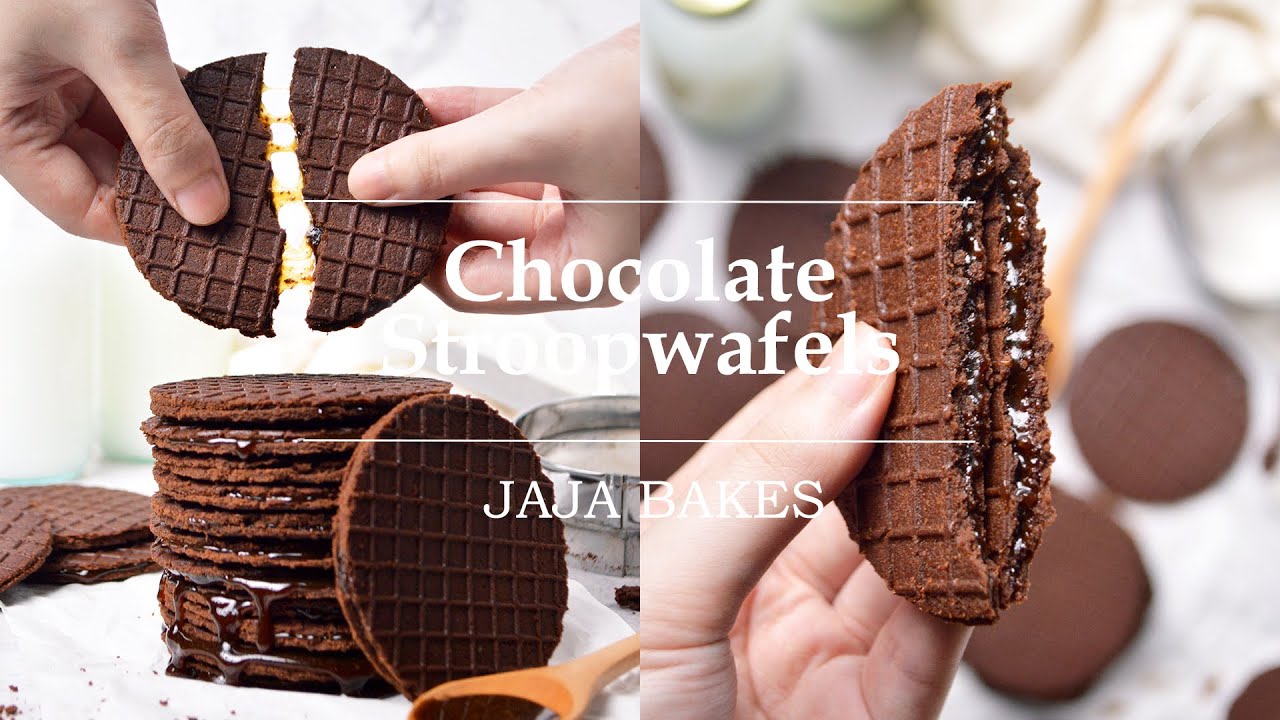 Chocolate Stroopwafels | Chocolate Waffle Cookies with Caramel Filling | Jaja Bakes