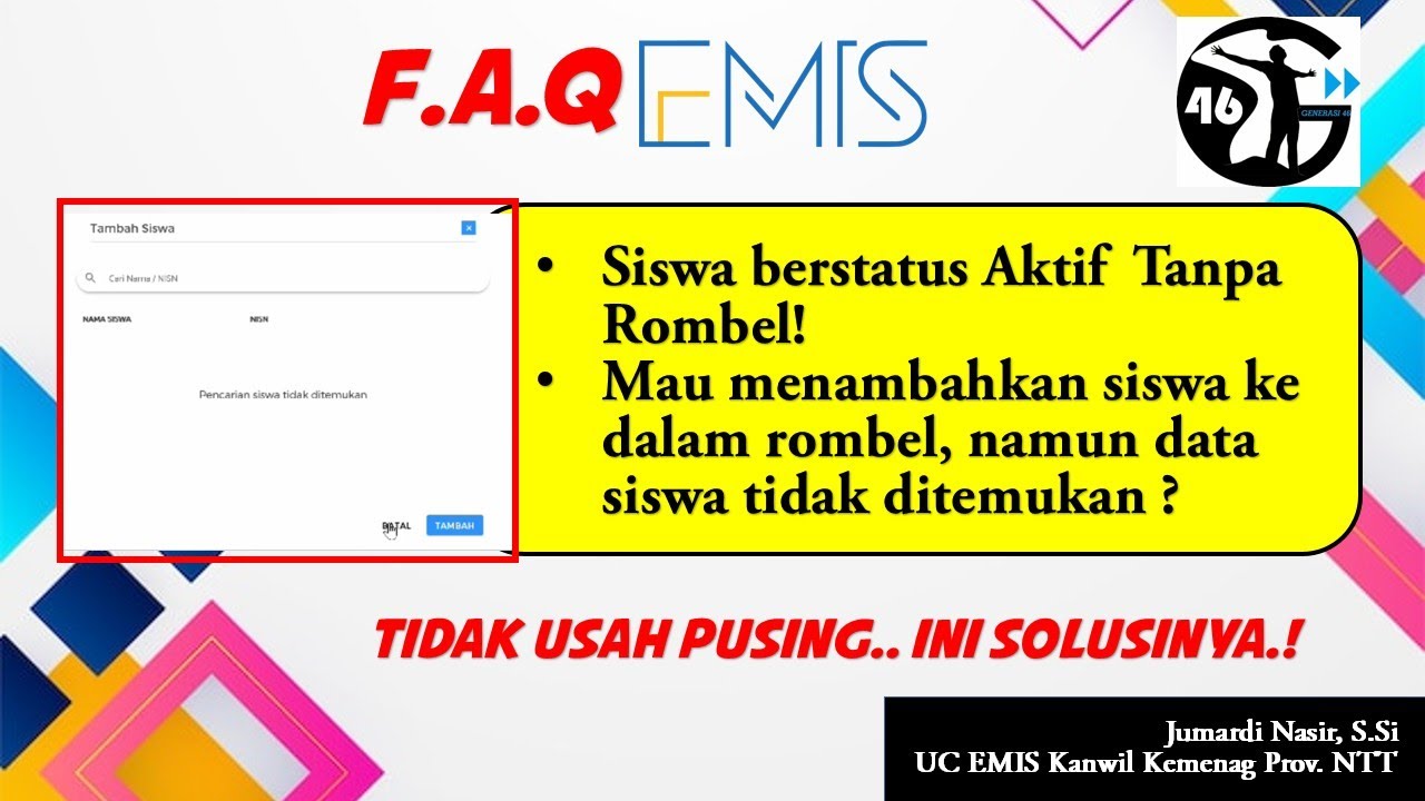 FAQ EMIS : Siswa Aktif Tanpa Rombel dan Tidak Bisa Dimasukkan Kedalam Rombel Aktif. Ini solusinya.