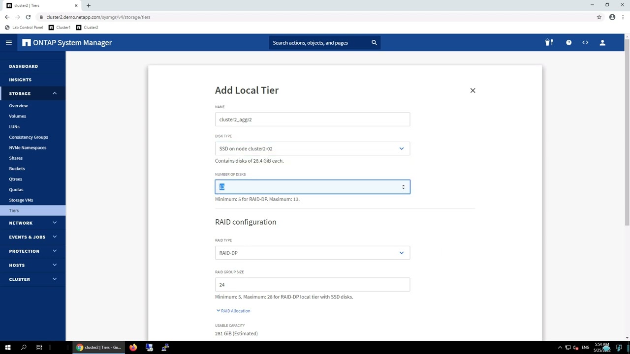 ONTAP 9.11.1 - Test Case 1.2 - Manual Local Tier Create Workflow in System Manager