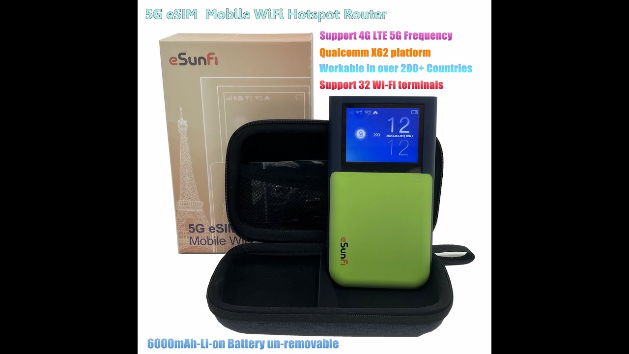 5G eSIM Mobile Hotspot Router SHFiEL62 on Qualcomm Snapdragon X62, 32 Wifi terminals & 1 USB Client