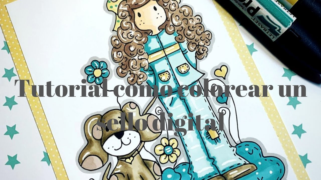 TUTORIAL sello digital scrapbooking +Aprendemos a colorear con rotuladores