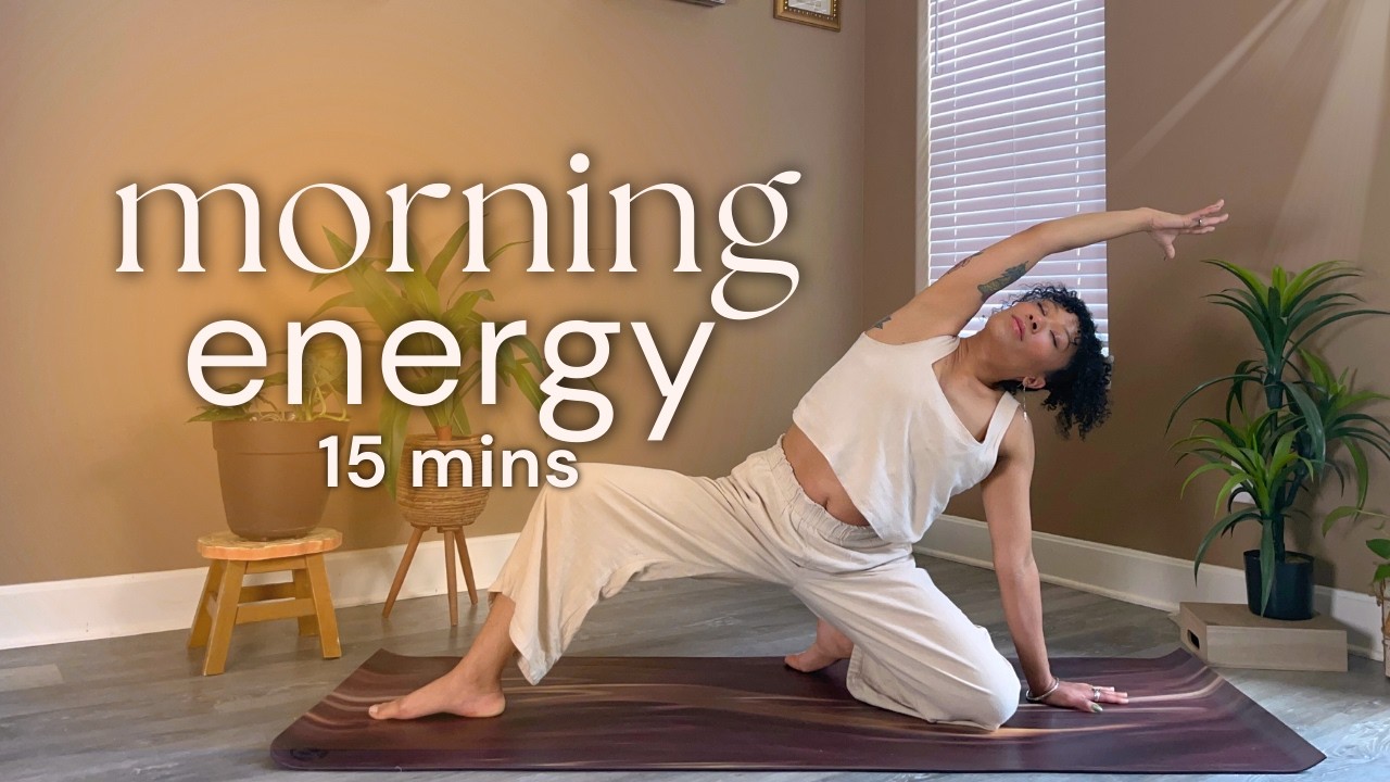 15 min morning yoga to feel awake 𖤓 energizing power flow