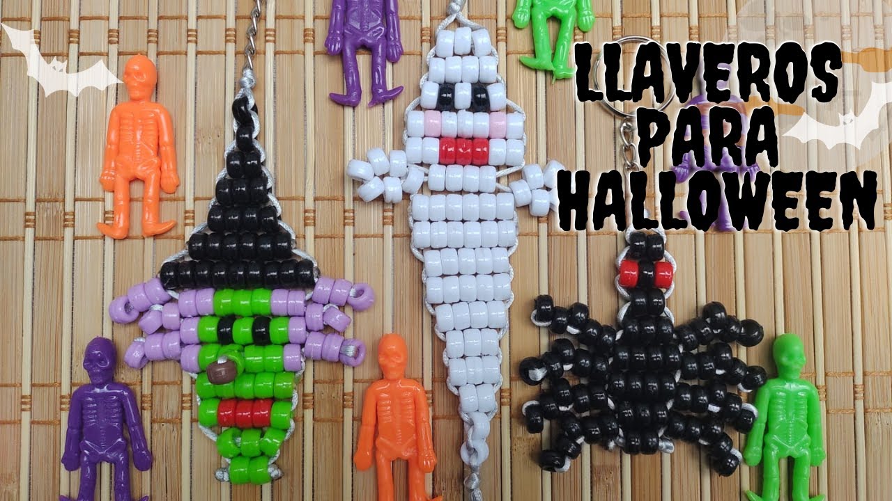 3 ideas bonitas de Llaveros con Chaquiras o Cuentas Kandi!♡  Manualidades para Halloween!♡