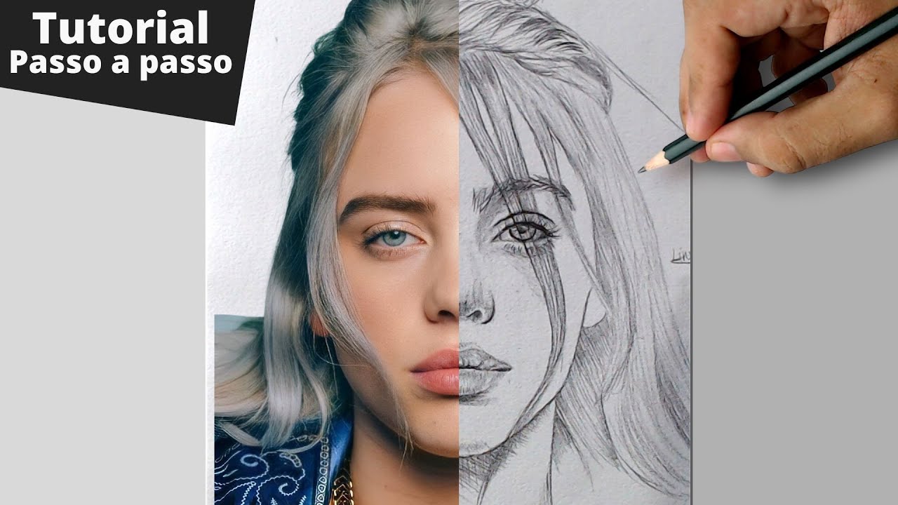 Rosto - COMO DESENHAR RASCUNHO A MÃO LIVRE - Ângulo de frente