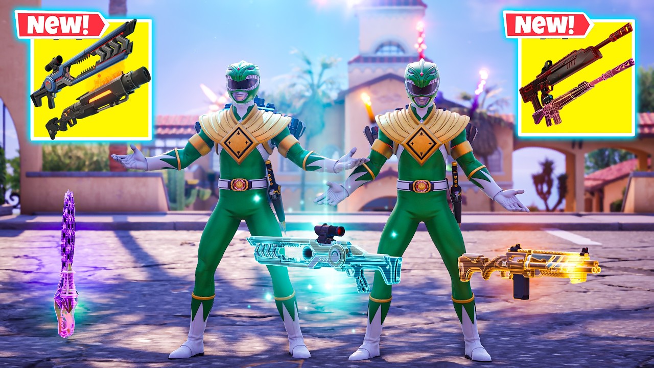 GREEN RANGER vs ALL NEW EXOTIC WEAPONS ( NEW! FORTNITE Chapter 7 Season 2 )