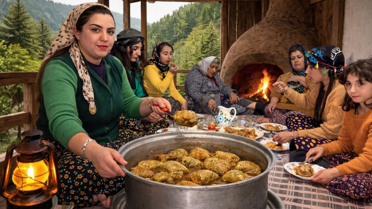 Traditional Life in Rural Iran | Cabbage Rolls with Rice, Herbs & Lamb + Traditional Yarn Making🥬🧶