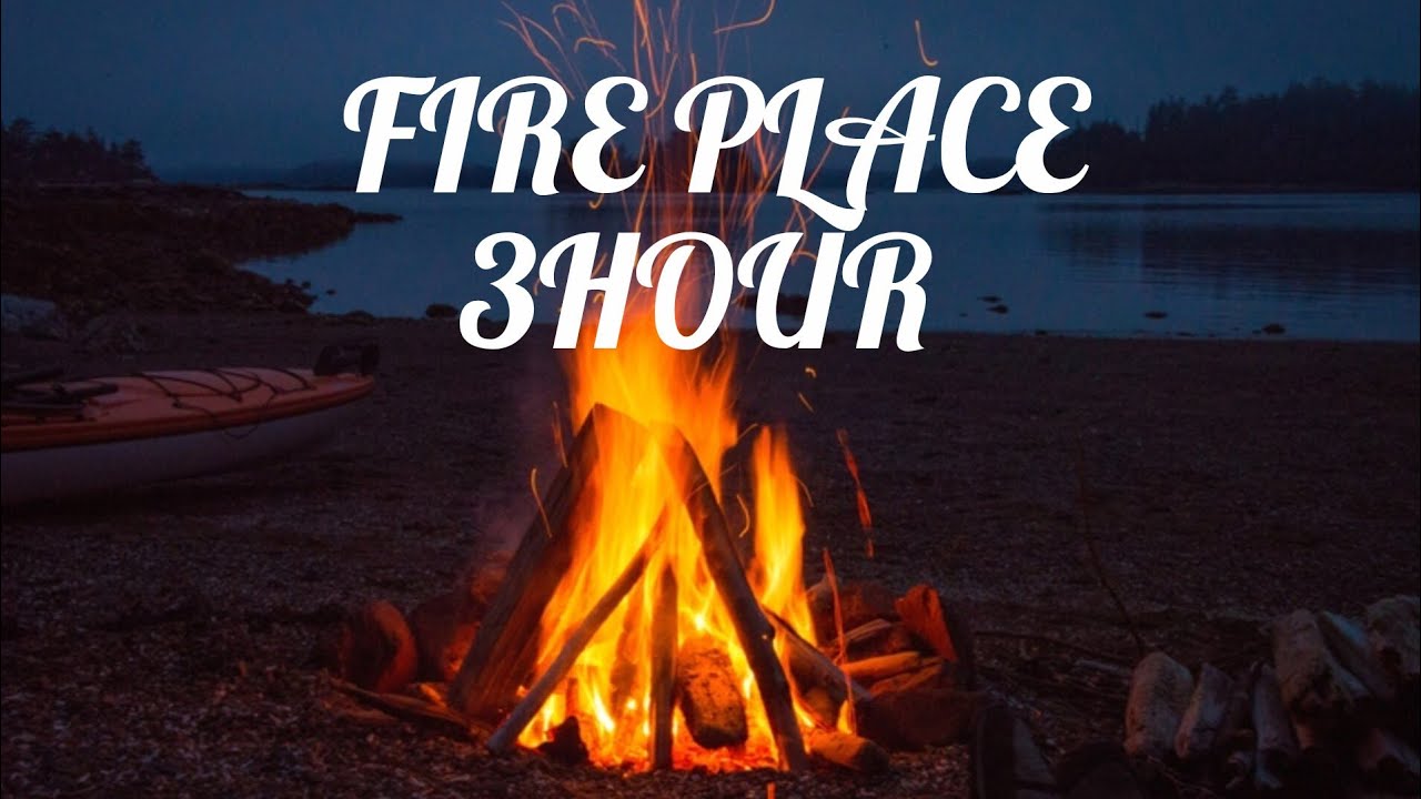 3Hours Fireplace on the Beach 🌊🔥 Relaxing Fire & Ocean Waves Sleep,Study & Meditation #trending #new