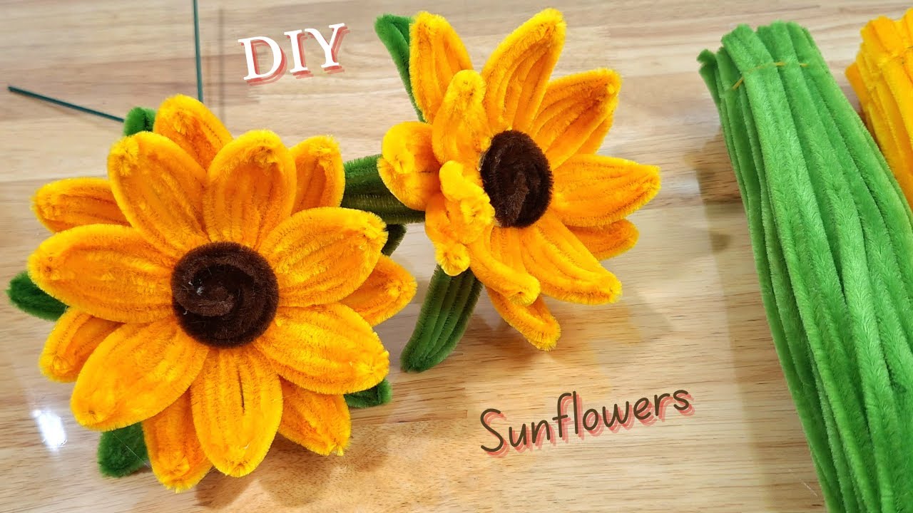 DIY | How to Make Sunflower With Pipe Cleaners - pipe cleaner flowers tutorial