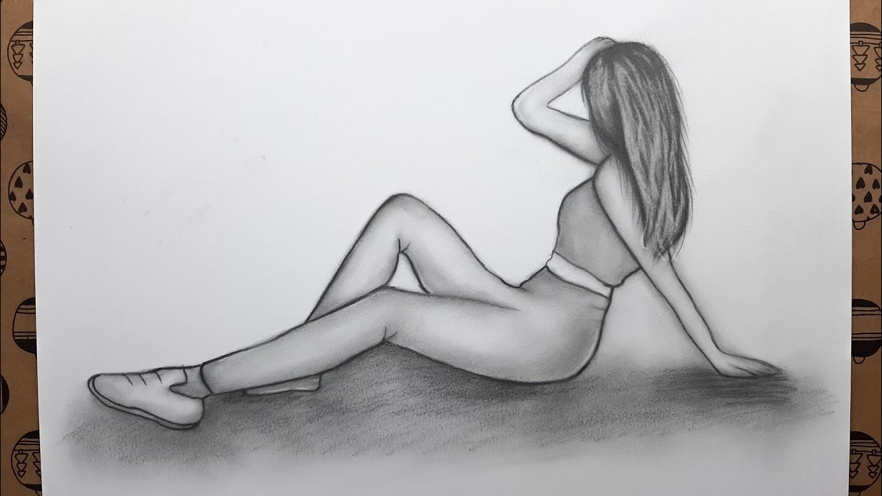 Oturan Kız Çizimi - Sitting Girl Drawing