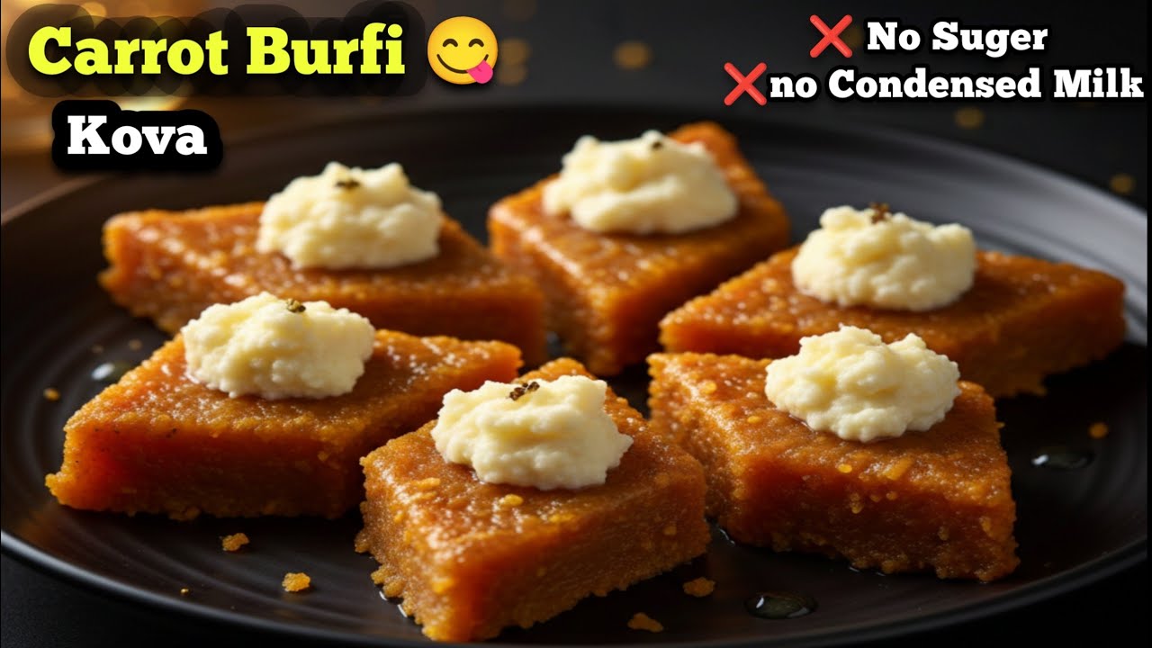 Carrot 🥕 Burfi with Kova | Gajar ki burfi | 3 క్యారెట్లతో కోవాలాంటి  బర్ఫీ.