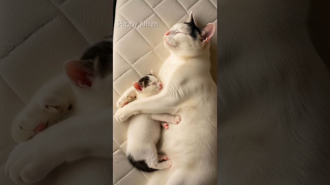 ❤️ Cute Mother Cat Hugging Baby Kitten 😺 | Heartwarming Cat Love