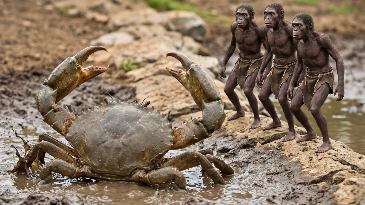 3 Prehistoric Men vs Giant Crabs — Surviving Without Tools