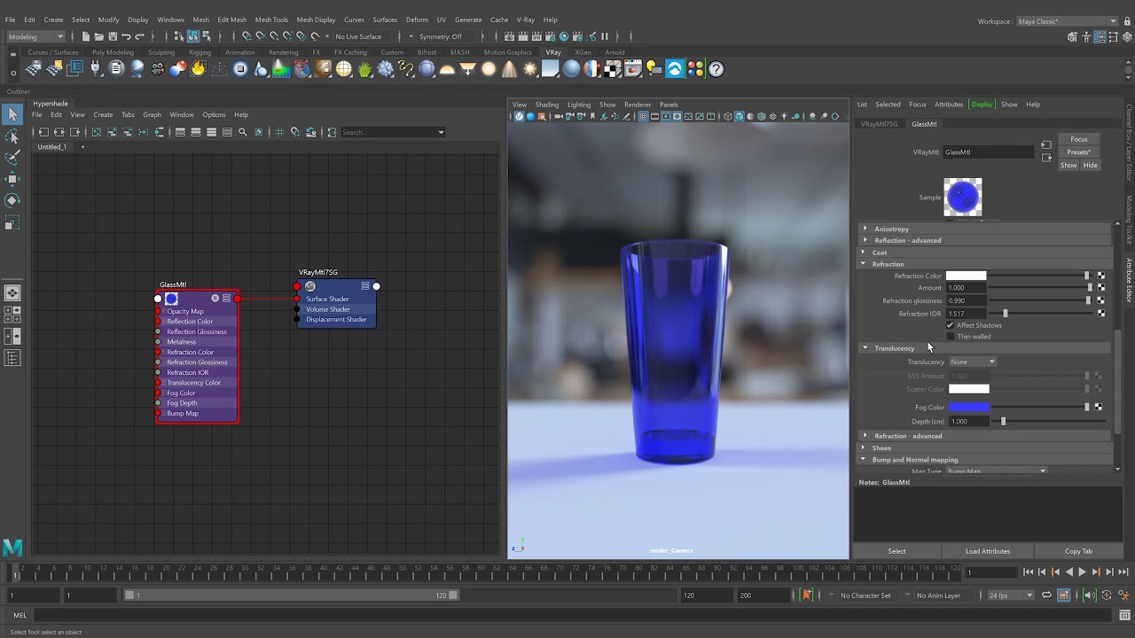 V-Ray для Maya — Как сделать стекло