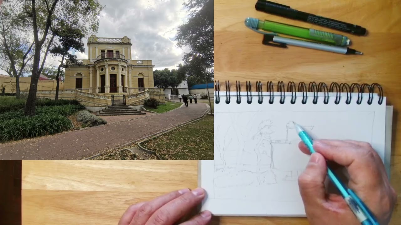 Let's Draw Together 02: Yellow Historic Villa. Lo Fi jams, drawing, company, background music,