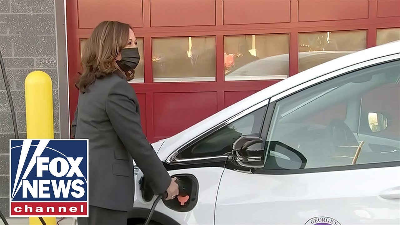 Watch Kamala Harris' awkward moment with electric car