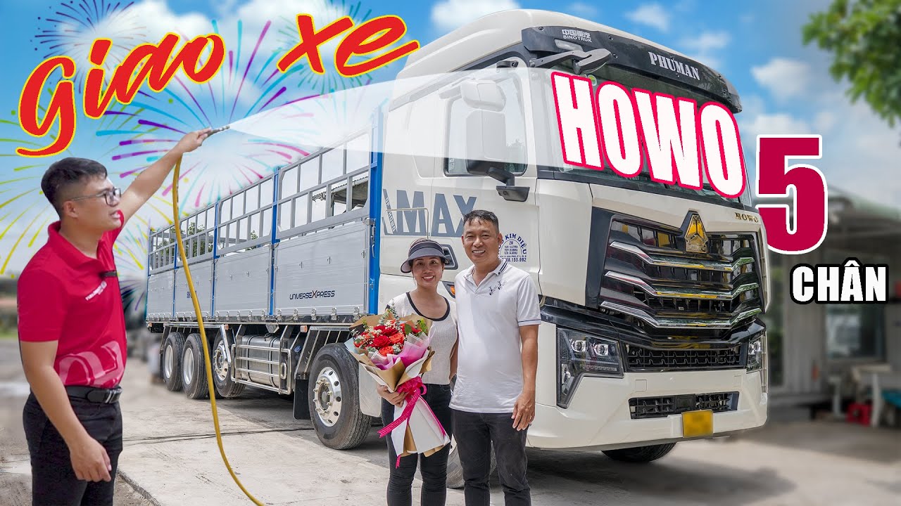 Giao xe tải Howo 5 chân cho anh khách hàng Sài Gòn, Xe tải Howo max 5 chân thùng nhôm.