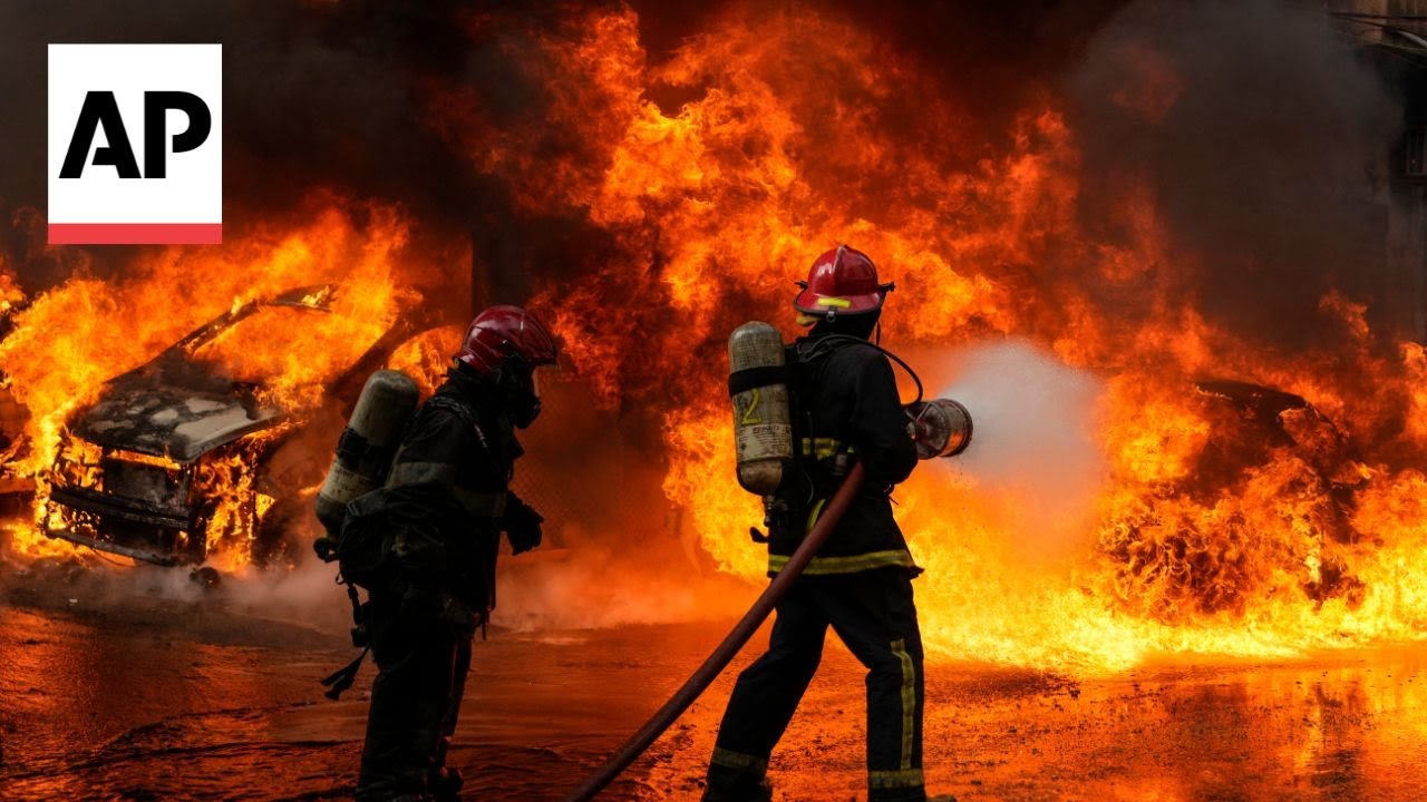 Giant diesel tanks catch fire in Beirut
