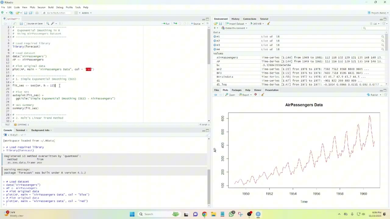 Time Series Forecasting - Exponential Smoothing Methods in R