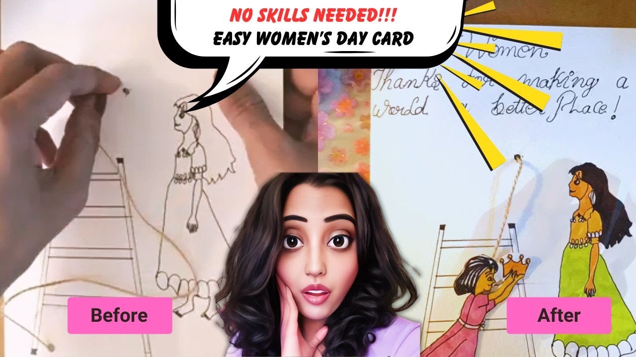 Women’s Day Greeting Card DIY | आसान Women’s Day Card Making at Home | Easy Craft
