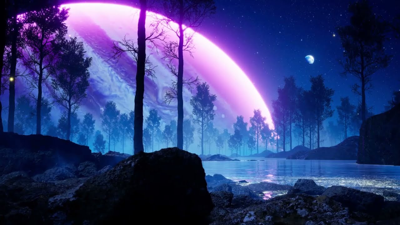 Sleep on a Purple Alien Planet 🌌 4K Ambient Music for Relaxation