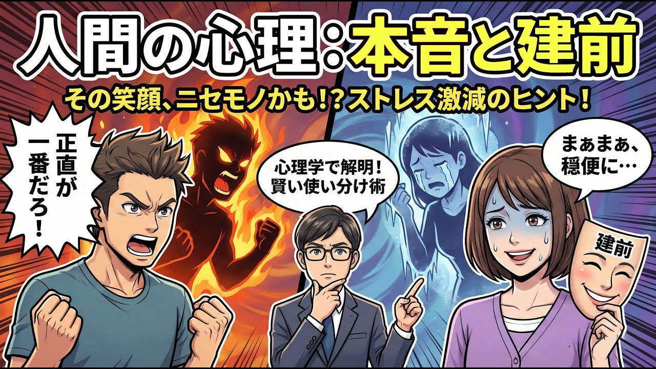 【衝撃】人間の心理面における本音と建前！　自分を失わないための「本音」に向き合うために！
