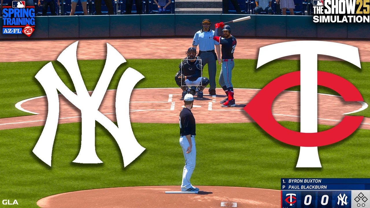 Yankees vs. Twins Simulation | Spring Training 3/5/2026 | Updated Rosters MLB The Show 25 PS5