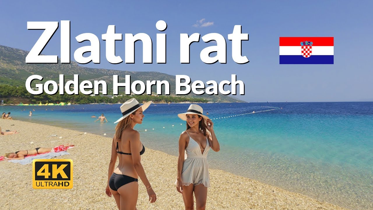 Golden Horn Beach Walk 4K | Zlatni Rat Beach Croatia | Brac Island Travel Summer