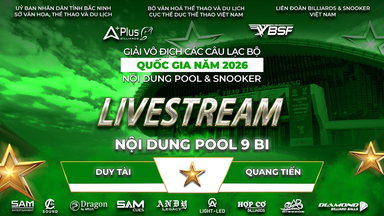 Live 🔴 9 Ball | Duy Tài - Quang Tiến | Giải Vô Địch Các CLB Quốc Gia 2026 | Hợp Cơ