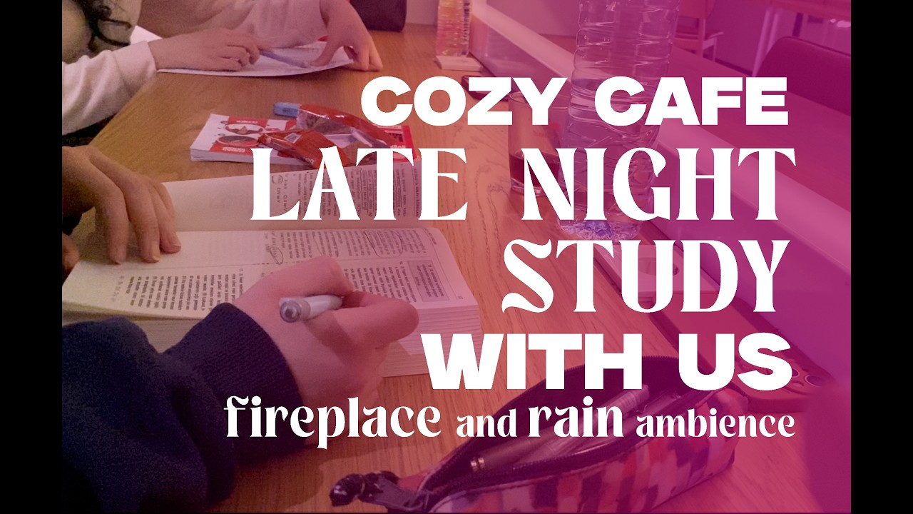 Let’s Study Together | Cozy Café | Fireplace & Rain | 1 Hour