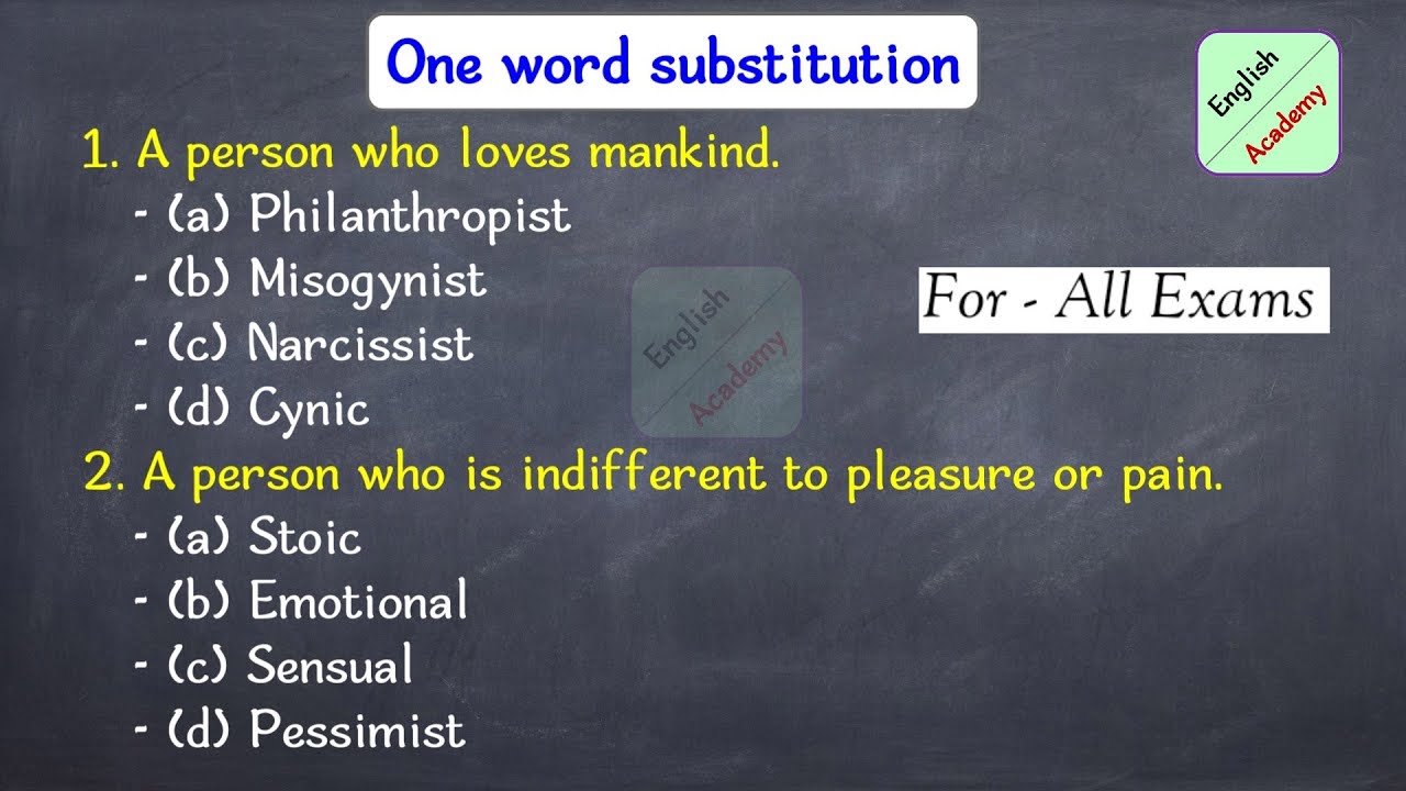 one word substitution 4 for all competitive exams #EnglishacademybyDeepak KR