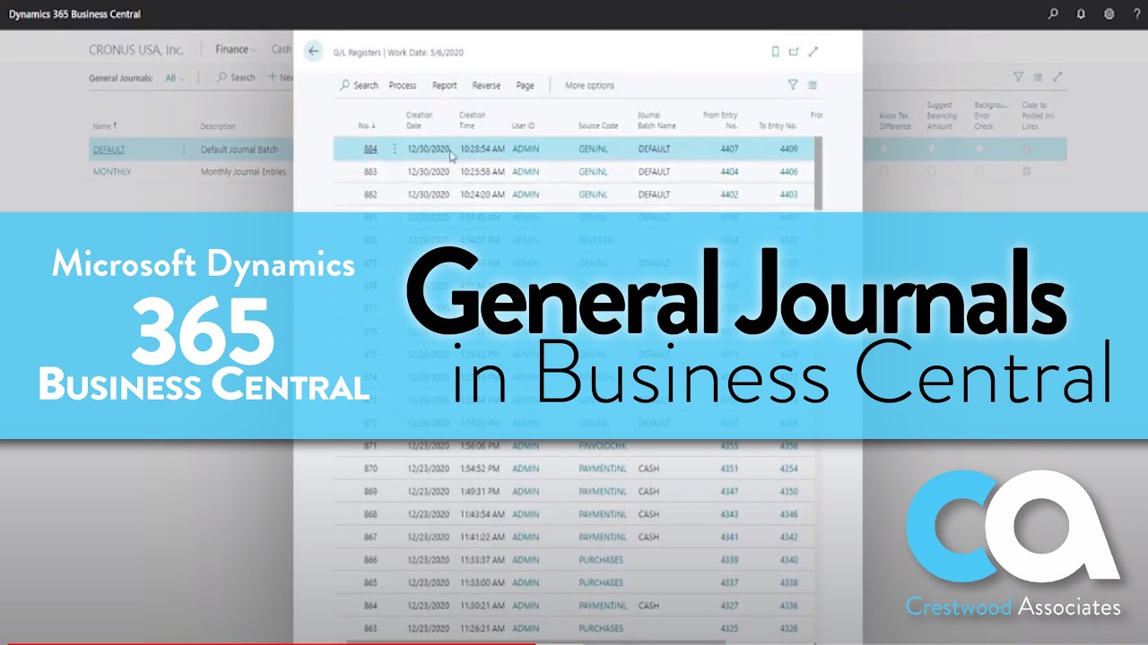 General Journals in Microsoft Dynamics 365 Business Central